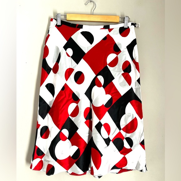Grace Dane Lewis 100% silk Abstract a-line Skirt sz 10 - Picture 3 of 9